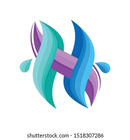 logo H colorful art vetor design letter icon