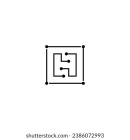 Logotipo h inicial h red de corredores de seguros tecnología digital moderna