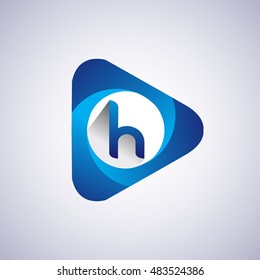 Logo H letter blue colored in the triangle shape, Vector design template elements for your application or company identity.