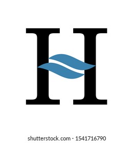 logo H letter with double wave 