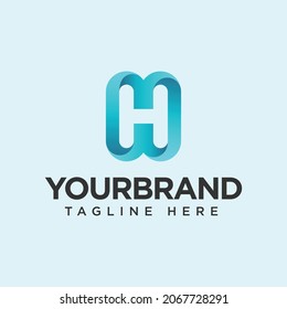 Logo h letter gradient. Isolated on a blue background. Vector illustration
