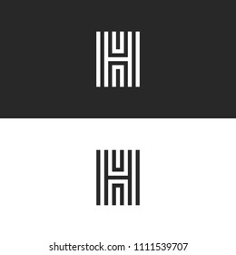 Logo H letter modern monogram, parallel lines simple design element for typography, linear emblem