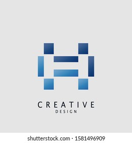 Logo H letter techno geomtrical, design concept geometric shape with  letter H logo icon for technology, business, finance, initials and more brand identity.