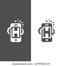 logo H with mobile phone in gray color