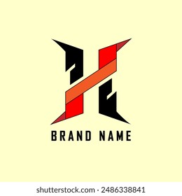 Logo of H with sharp abstract style in red and black color.