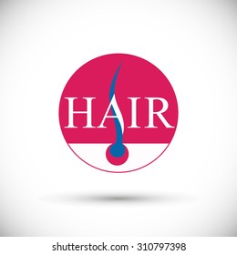 Logo hair follicle sign. Isolated vector on white background. Concept of beauty salon, aid clinic, split ends, hair loss, hair health, shampoo, hairline. design illustration