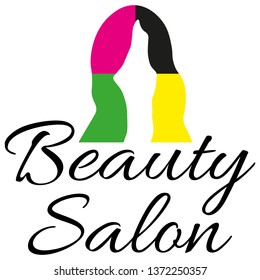 Logo for women’s hair salon, hairdresser. Icon of fashion, beauty salon. Silhouette of a female hairstyle.  Beautiful girl hair.