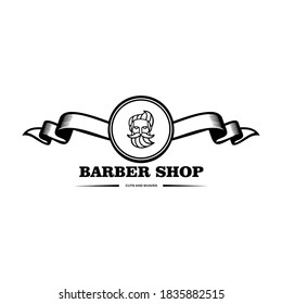 Logo for the hairdresser, black and white logo for a barbershop,Retro printing for haircut salons, t-shirts, typography, Vector graphics template