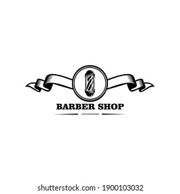 Logo for the hairdresser, black and white logo for a barbershop,Retro printing for haircut salons, t-shirts, typography, Vector graphics template