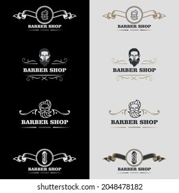 Logo for the hairdresser, black and white logo for a barbershop,Retro printing for haircut salons, t-shirts, typography, Vector graphics template
