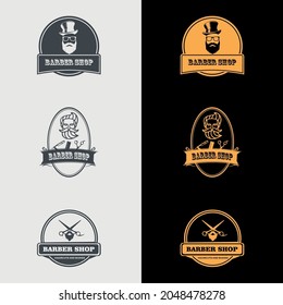 Logo for the hairdresser, black and white logo for a barbershop,Retro printing for haircut salons, t-shirts, typography, Vector graphics template