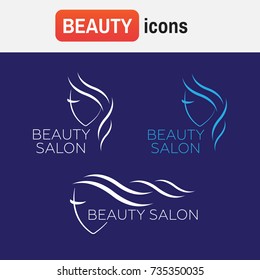 logo hairdresser woman. Beautiful woman face logo template for hair salon