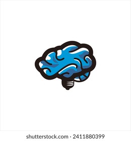 Logo with a half of light bulb and brain isolated on white background. Symbol of creativity, creative idea, mind, thinking.