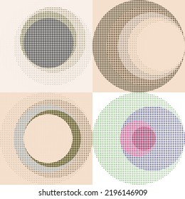 Logo with halftone dots, circles .Modern art design .Vector dots .Geometric shape. Wall art .