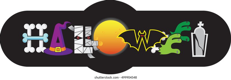 Logo Halloween made up of the symbols of this holiday