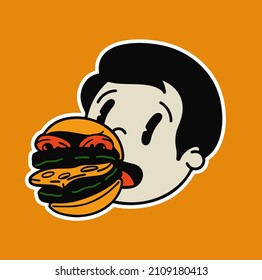 Logo hamburger eat boy retro street food