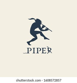 Logo with a Hameln Pied Piper and a stylized spelling