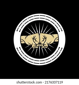 logo hand clenched t-shirt design illustration
