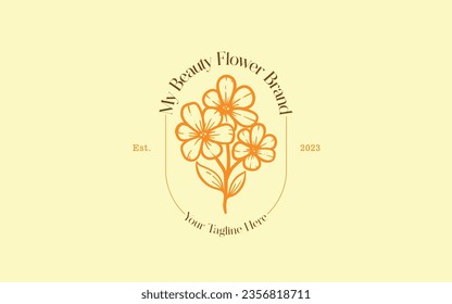 logo with hand draw style. with the main object being a plant flower theme that prioritizes beauty and has a classic or simple nuance.