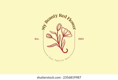 logo with hand draw style. with the main object being a plant flower theme that prioritizes beauty and has a classic or simple nuance.