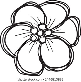 A Logo Hand Drawn Outline Squiggle Design Of a Wildflower Flower Icon Wildflower or Flower