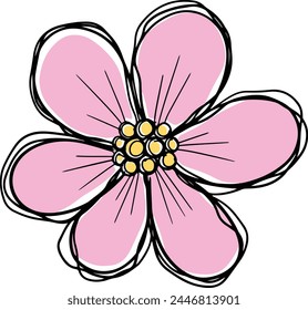 Un logotipo dibujado a mano con contorno de diseño de garabato de un icono de flor silvestre Flor silvestre o flor