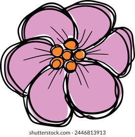 Un logotipo dibujado a mano con contorno de diseño de garabato de un icono de flor silvestre Flor silvestre o flor