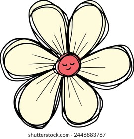 Logo Hand Drawn Outline Squiggle Design Of a Wildflower Flower Icon 