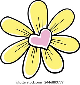Logo dibujado a mano con el diseño del zigzag de un icono de flor silvestre 