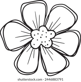Logo Hand Drawn Outline Squiggle Design Of a Wildflower Flower Icon 
