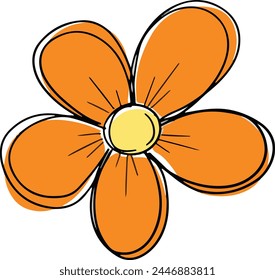 Logo Hand Drawn Outline Squiggle Design Of a Wildflower Flower Icon 