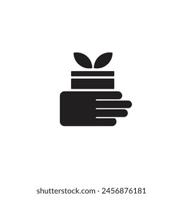 Logo hand grab pot or plant black minimalist with blank background