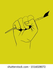 Logo Hand holding brush isolated