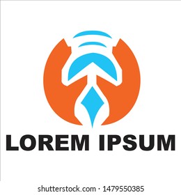 logo hand holding a wifi vector signal