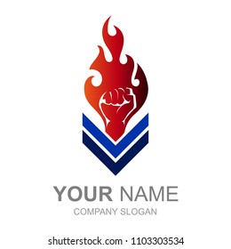 
logo hand with hot fire, logo ready to use