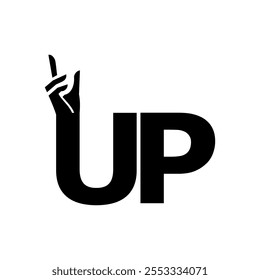 up logo and hand pointing upwards