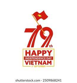 logo hand power hold Vietnam Fahne für 79 Jahre Unabhängigkeitstag, Happy 79 th Vietnam, Happy national day, 2. September 2024 Vietnam hand hold Flagge. Sep 2. Feier Vektor Design Illustration.