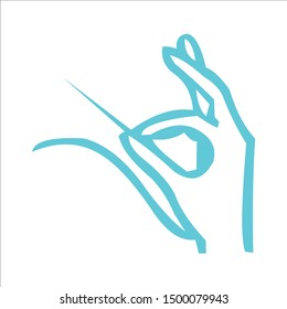 logo hand sewing needle vector 