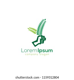 logo hand and wheat with green color