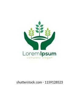logo hand and wheat with green colour