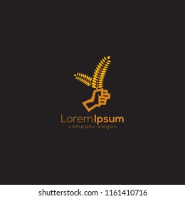logo hand and wheat with yellow color