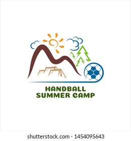 Logo handball summer camp. Cartoon logo. Vector Illustration 