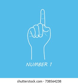 logo hand,number 1,finger,blue background,vector illustrations