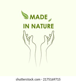 Logo with hands silhouette. hand-made. Vector stock illustration. Minimalistic design for the company