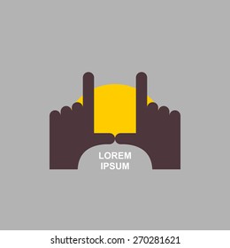 logo of  hands. Sunset. Vector illustration