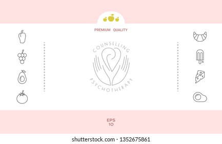 Logo - hands support the heart with spirals - a symbol of interaction, cooperation, support and understanding