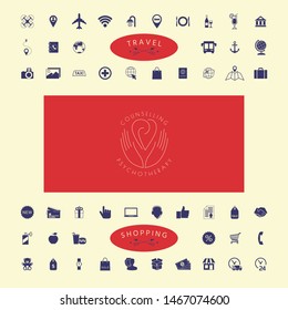 Logo - hands support the heart with spirals - a symbol of interaction, cooperation, support and understanding