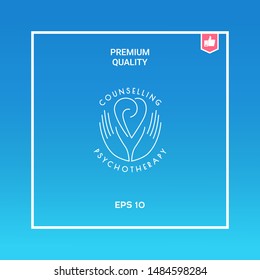 Logo - hands support the heart with spirals - a symbol of interaction, cooperation, support and understanding