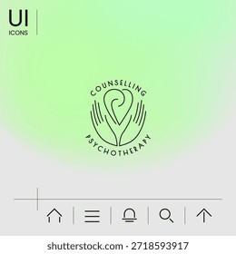 Logo - las manos Asistencia el corazón con espirales 