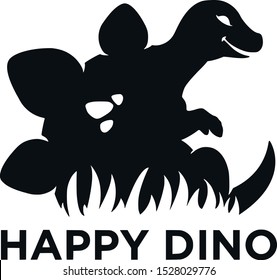 Logo of a Happy, Friendly Stegosaurus. Vector illustration on white. Funny dinosaur Dinosaur animal icon.